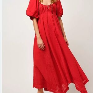 Free People On my level Maxi Dress Red Sz M oversized